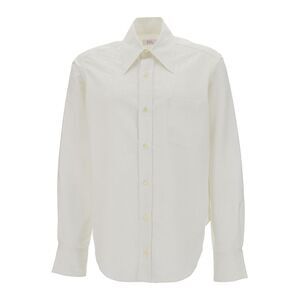 Erl Men White Buttoned Up Oversize Shirt In Polyester Unisex